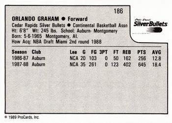 1989-90 ProCards CBA #186 Orlando Graham Back