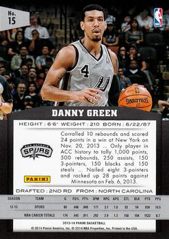 2013-14 Panini #15 Danny Green Back