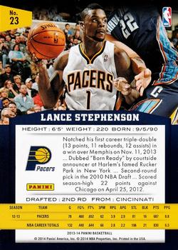 2013-14 Panini #23 Lance Stephenson Back