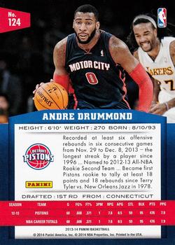 2013-14 Panini #124 Andre Drummond Back