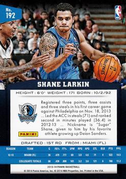 2013-14 Panini #192 Shane Larkin Back