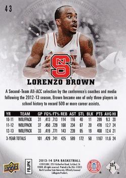 2013-14 SP Authentic #43 Lorenzo Brown Back