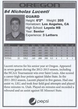 2013-14 Oregon Ducks #NNO Nicholas Lucenti Back