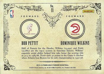 2013-14 Panini Gold Standard - Claim to Fame Duals #11 Bob Pettit / Dominique Wilkins Back