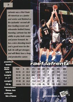 1998 Press Pass Double Threat #3 Raef LaFrentz Back