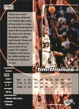 1998 Press Pass Double Threat #41 Tim Thomas Back