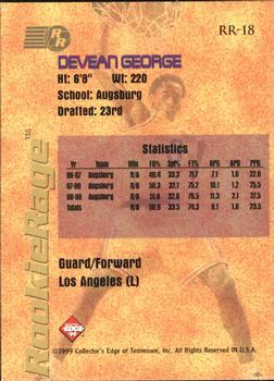 1999 Collector's Edge Rookie Rage #RR-18 Devean George Back