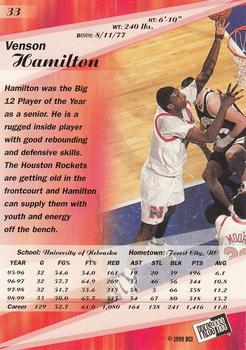 1999 Press Pass SE #33 Venson Hamilton Back