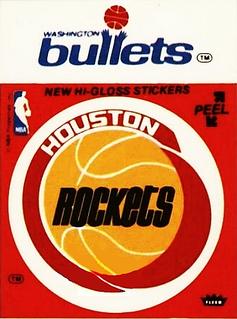 1977-78 Fleer NBA Team Stickers #NNO Houston Rockets Logo / Washington Bullets Script Front