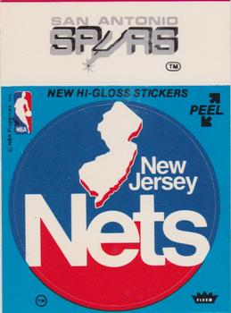 1978-79 Fleer NBA Team Stickers #NNO New Jersey Nets Logo / San Antonio Spurs Script Front