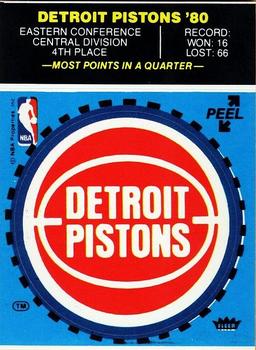 1980-81 Fleer NBA Team Stickers #NNO Detroit Pistons Logo (Blue) Front