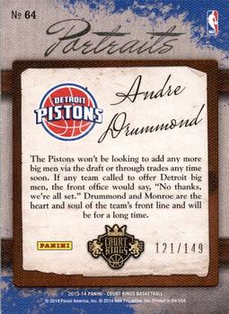 2013-14 Panini Court Kings - Portraits #64 Andre Drummond Back