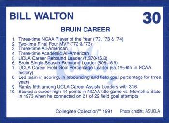 1991 Collegiate Collection UCLA #30 Bill Walton Back