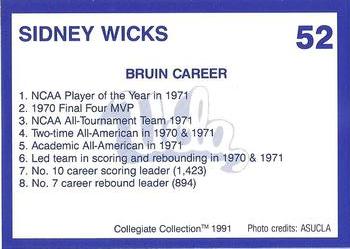 1991 Collegiate Collection UCLA #52 Sidney Wicks Back