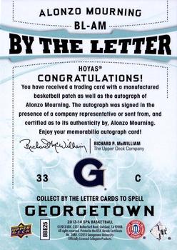 2013-14 SP Authentic - By the Letter Signatures #BL-AM Alonzo Mourning Back