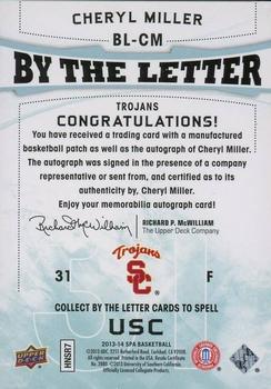 2013-14 SP Authentic - By the Letter Signatures #BL-CM Cheryl Miller Back