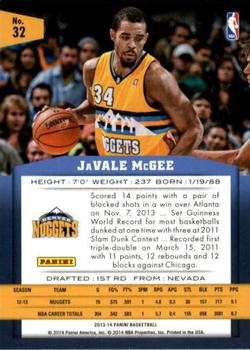 2013-14 Panini - Gold Knights #32 JaVale McGee Back