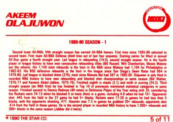 1990-91 Star Akeem Olajuwon #5 Akeem Olajuwon Back
