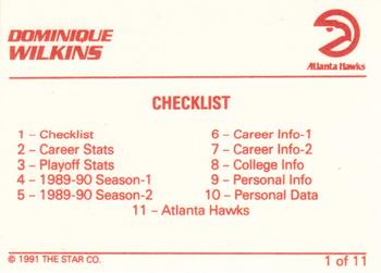 1990-91 Star Dominique Wilkins #1 Dominique Wilkins / Checklist Back