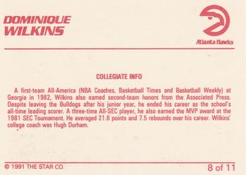 1990-91 Star Dominique Wilkins #8 Dominique Wilkins / Collegiate Info Back