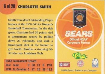 1996 Classic Sears Legends of the Final Four #6 Charlotte Smith Back