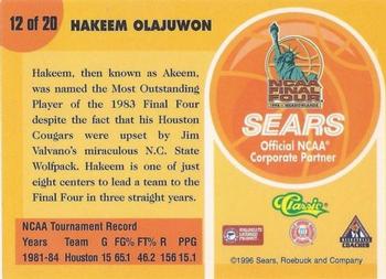 1996 Classic Sears Legends of the Final Four #12 Hakeem Olajuwon Back