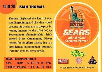 1996 Classic Sears Legends of the Final Four #15 Isiah Thomas Back