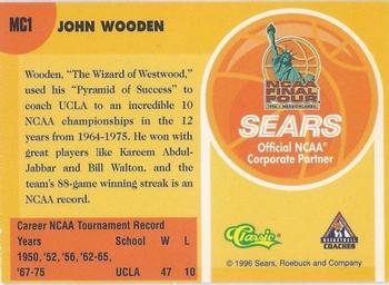 1996 Classic Sears Legends of the Final Four #MC1 John Wooden Back