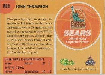 1996 Classic Sears Legends of the Final Four #MC5 John Thompson Back