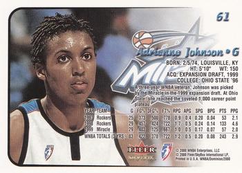 2000 SkyBox Dominion WNBA #61 Adrienne Johnson Back