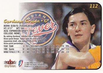 2000 SkyBox Dominion WNBA #112 Gordana Grubin Back