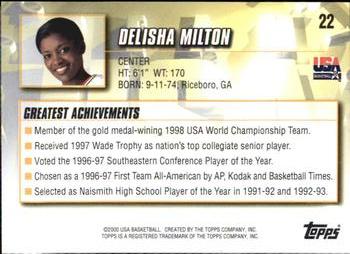 2000 Topps Team USA #22 DeLisha Milton Back