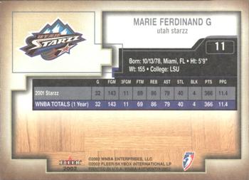 2002 Fleer Authentix WNBA #11 Marie Ferdinand-Harris Back