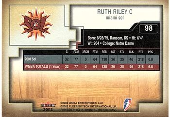 2002 Fleer Authentix WNBA #98 Ruth Riley Back