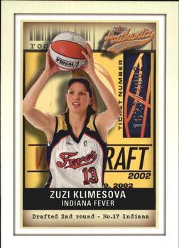 2002 Fleer Authentix WNBA #117 Zuzi Klimesova Front