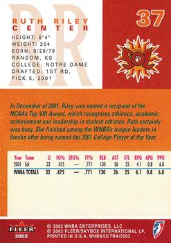 2002 Ultra WNBA #37 Ruth Riley Back