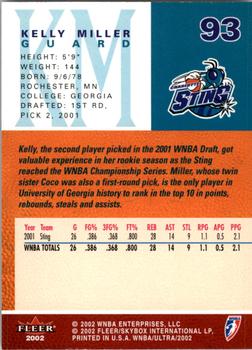 2002 Ultra WNBA #93 Kelly Miller Back