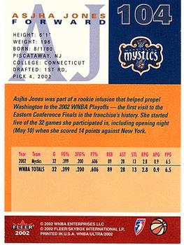 2002 Ultra WNBA #104 Asjha Jones Back