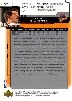 2002-03 Upper Deck MVP #57 Troy Murphy Back