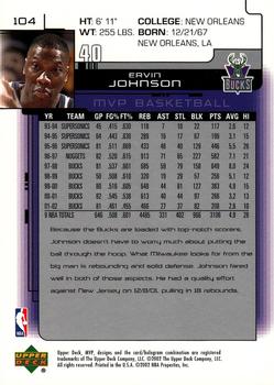2002-03 Upper Deck MVP #104 Ervin Johnson Back