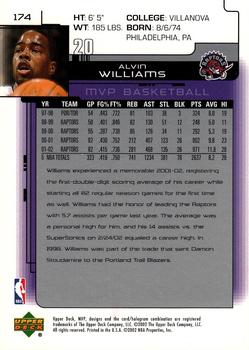 2002-03 Upper Deck MVP #174 Alvin Williams Back