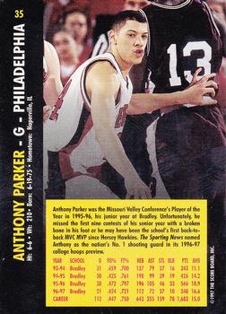 1997 Score Board Rookies - Dean's List #35 Anthony Parker Back