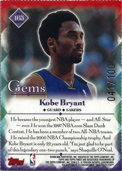 2000-01 Finest - Gold Refractors #165 Kobe Bryant Back