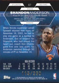 2002-03 Finest - Refractors #67 Shandon Anderson Back