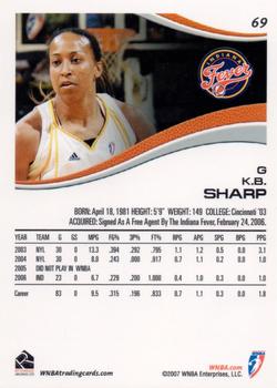 2007 Rittenhouse WNBA #69 K.B. Sharp Back