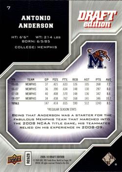 2009-10 Upper Deck Draft Edition #7 Antonio Anderson Back