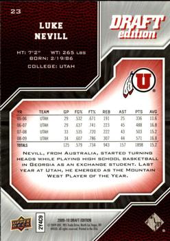 2009-10 Upper Deck Draft Edition #23 Luke Nevill Back