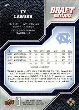 2009-10 Upper Deck Draft Edition #43 Ty Lawson Back