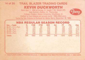 1990-91 Fleer Franz Portland Trail Blazers #14 Kevin Duckworth Back