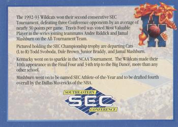 1993-94 Kentucky Wildcats #NNO 1993 SEC Champions Back